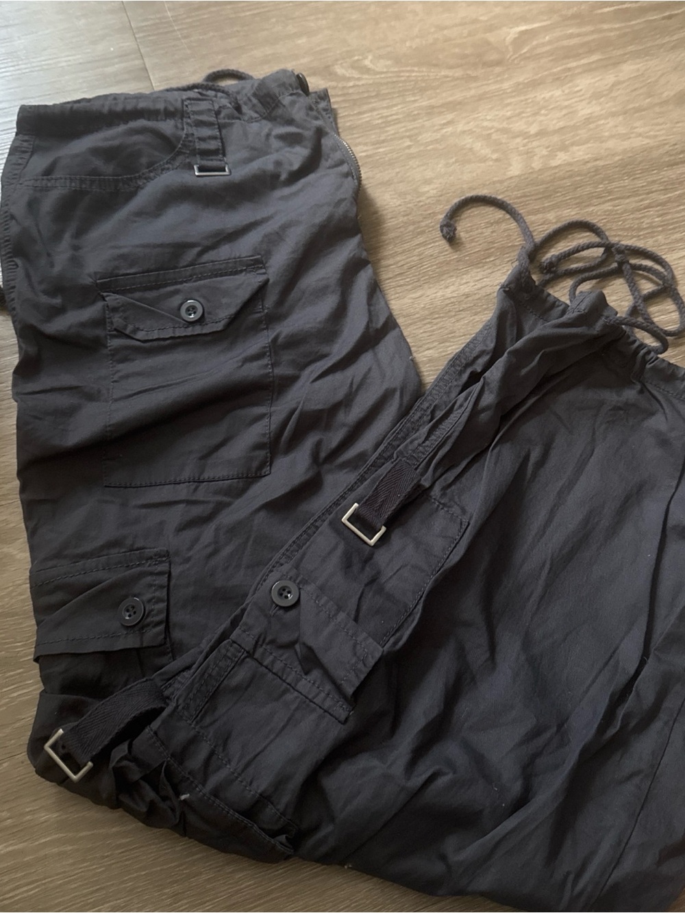 Black Cargo Drawstring Jogger Pants